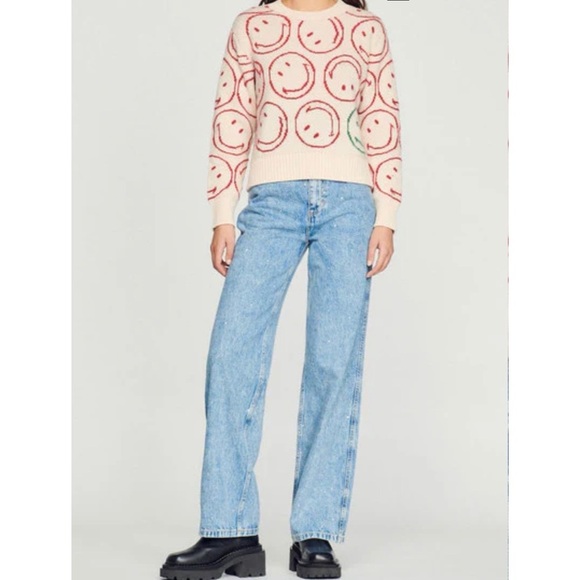 SANDRO X Smiley wool and cashmere blend Crewneck sweater NEW - Picture 5 of 10